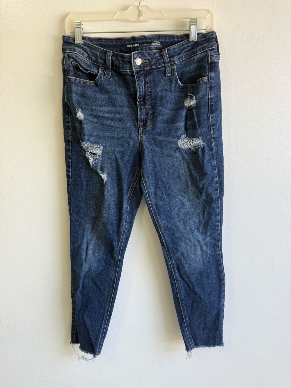 Old Navy Rockstar High Rise Skinny Distressed Dark Wash Jeans size 10
